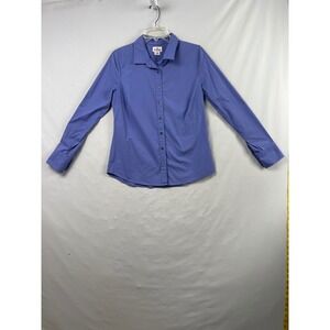 J.Crew Haberdashery Button Down Shirt Womens Medium Blue Refined Stretch 29866